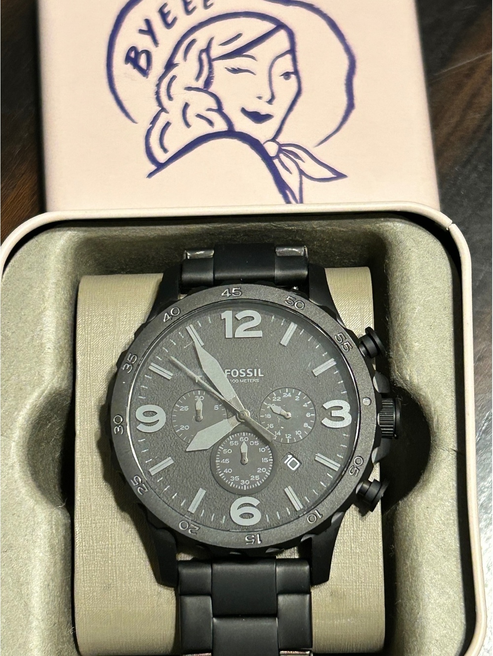 Fossil Men's Black Stainless Steel Chronograph Wristwatch